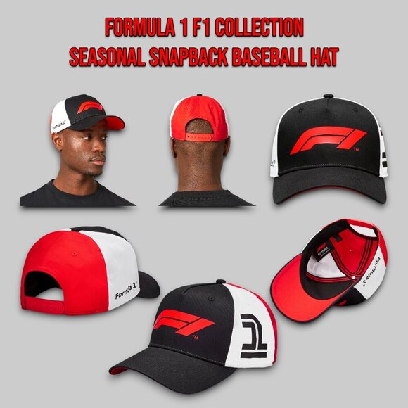 Formula 1 F1 Collection Seasonal Snapback Baseball Hat Cap Black & Red OSFM _A4 - Picture 1 of 9